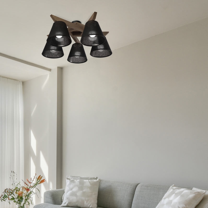 Brilagi - Πλαφονιέρα οροφής ANTHONY 5xE14/40W/230V δρυς/μαύρο