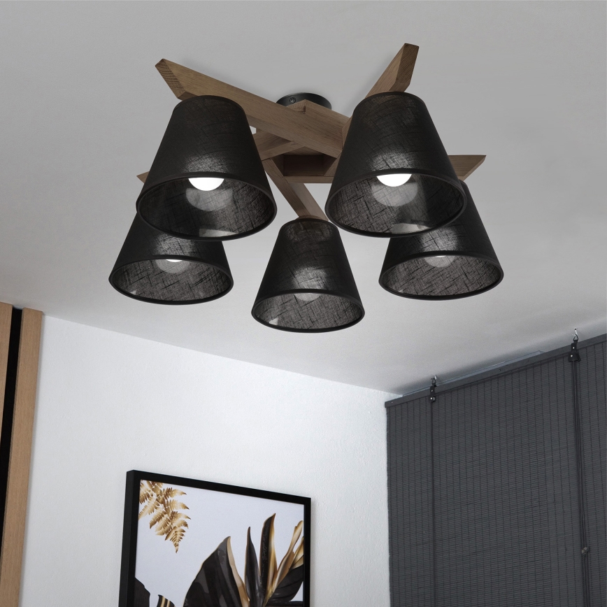 Brilagi - Πλαφονιέρα οροφής ANTHONY 5xE14/40W/230V δρυς/μαύρο