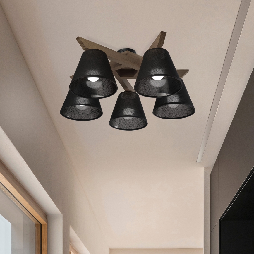 Brilagi - Πλαφονιέρα οροφής ANTHONY 5xE14/40W/230V δρυς/μαύρο