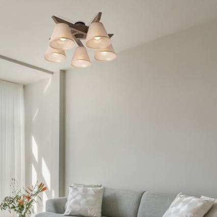 Brilagi - Πλαφονιέρα οροφής ANTHONY 5xE14/40W/230V δρυς/μπεζ