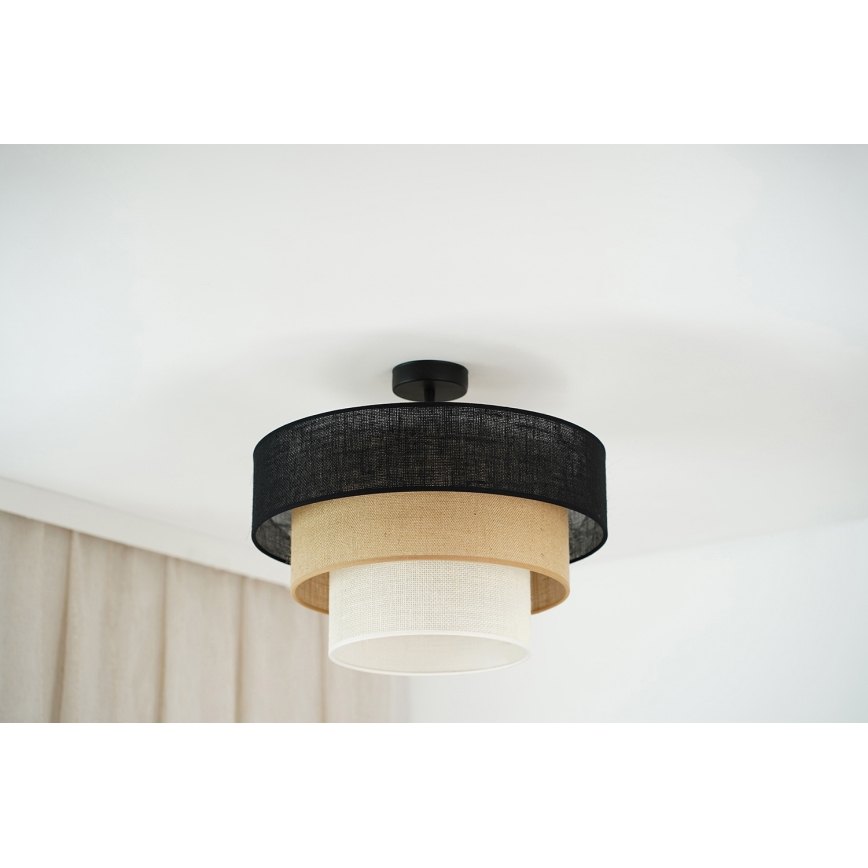 Brilagi - Πλαφονιέρα οροφής ASPEN LUNETA 1xE27/15W/230V διάμετρος 45 cm μαύρο/μπεζ/κρεμ