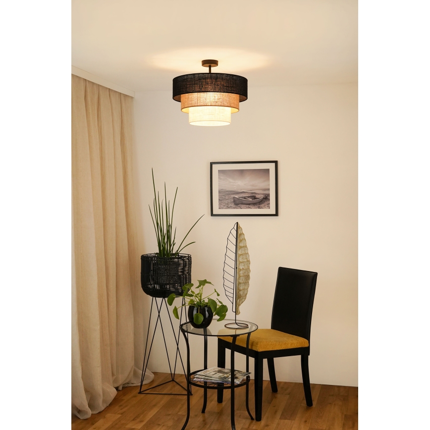 Brilagi - Πλαφονιέρα οροφής ASPEN LUNETA 1xE27/15W/230V διάμετρος 45 cm μαύρο/μπεζ/κρεμ