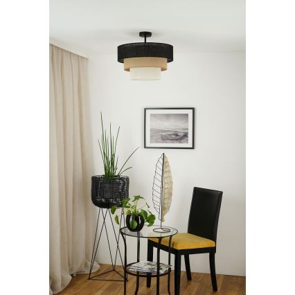 Brilagi - Πλαφονιέρα οροφής ASPEN LUNETA 1xE27/15W/230V διάμετρος 45 cm μαύρο/μπεζ/κρεμ