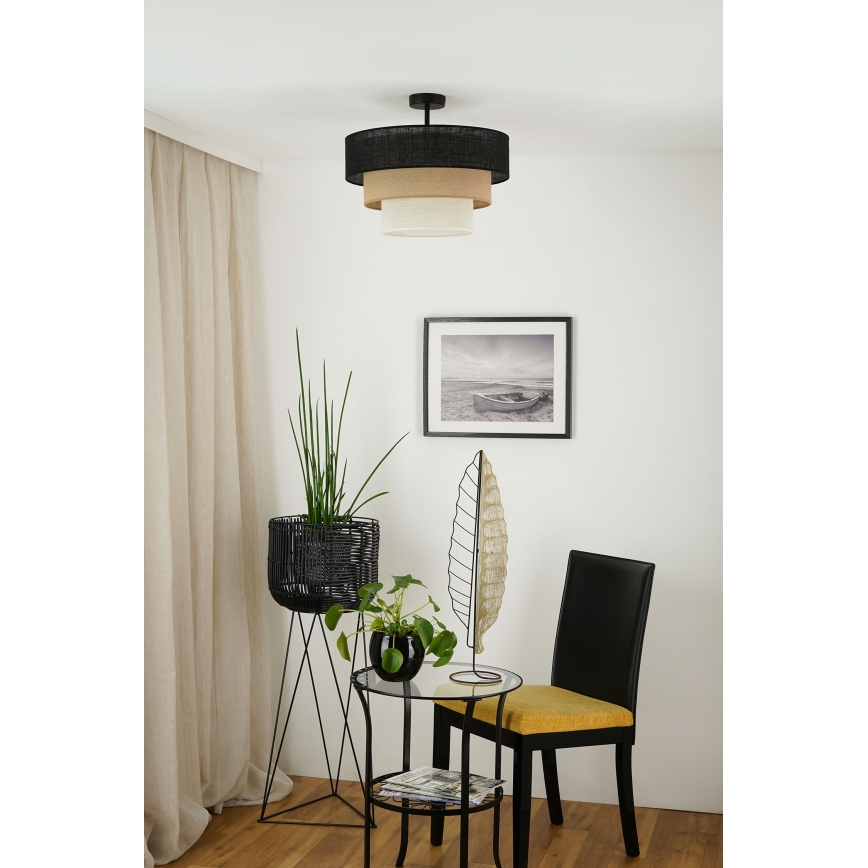 Brilagi - Πλαφονιέρα οροφής ASPEN LUNETA 1xE27/15W/230V διάμετρος 45 cm μαύρο/μπεζ/κρεμ