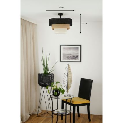 Brilagi - Πλαφονιέρα οροφής ASPEN LUNETA 1xE27/15W/230V διάμετρος 45 cm μαύρο/μπεζ/κρεμ