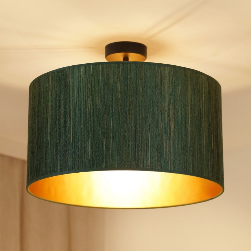 Brilagi - Πλαφονιέρα οροφής BOSTON ROLLER 1xE27/15W/230V διάμετρος 45 cm straw πράσινο/χρυσό