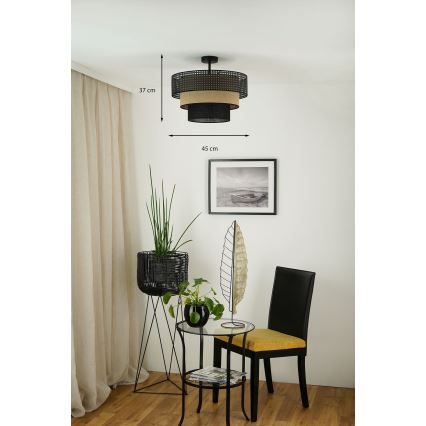 Brilagi - Πλαφονιέρα οροφής DAKOTA LUNETA 1xE27/15W/230V διάμετρος 45 cm μαύρο/μπεζ