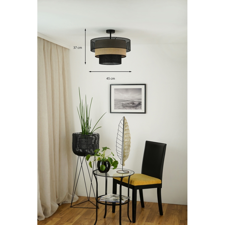Brilagi - Πλαφονιέρα οροφής DAKOTA LUNETA 1xE27/15W/230V διάμετρος 45 cm μαύρο/μπεζ
