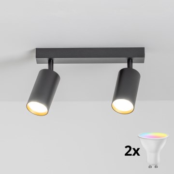 Brilagi - Ρυθμιζόμενο LED RGBW σποτ φωτιστικό SELE 2xGU10/6,5W/230V 2700-6500K μαύρο/χρυσό