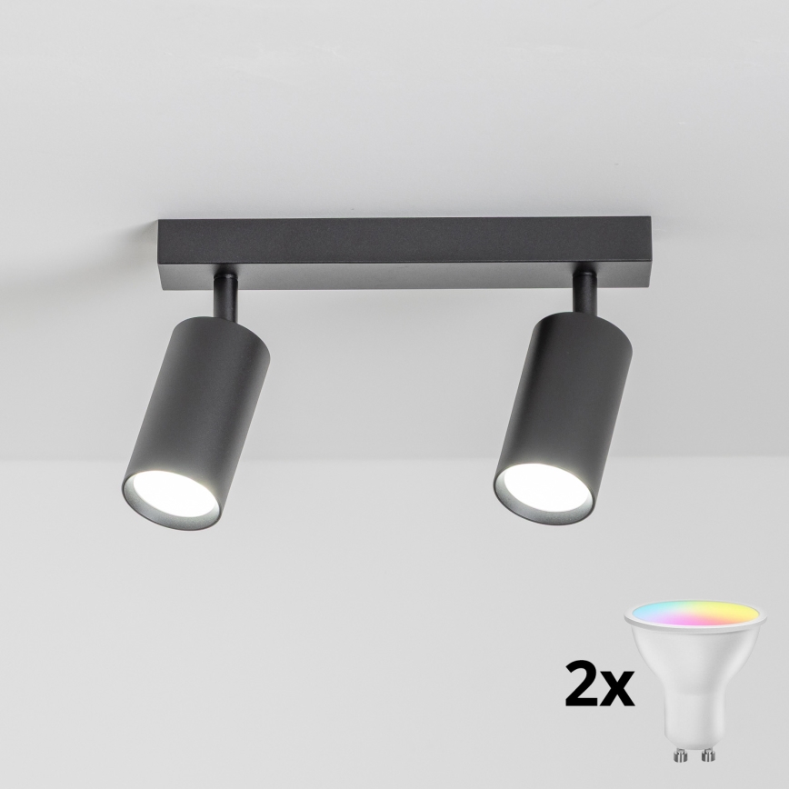 Brilagi - Ρυθμιζόμενο LED RGBW σποτ φωτιστικό SELE 2xGU10/6,5W/230V 2700-6500K μαύρο