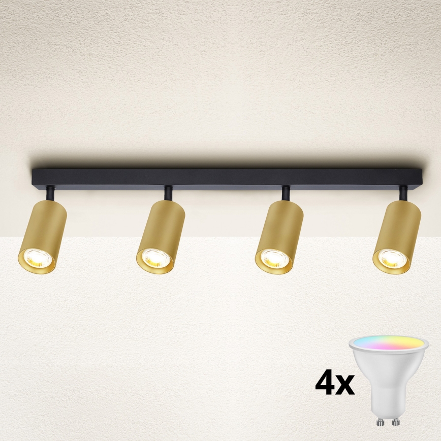 Brilagi - Ρυθμιζόμενο LED RGBW σποτ φωτιστικό SELE GOLDEN 4xGU10/6,5W/230V 2700-6500K μαύρο/χρυσό