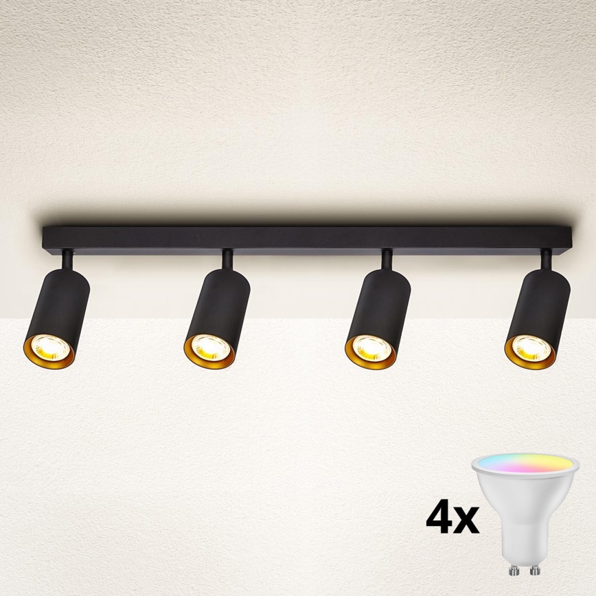 Brilagi - Ρυθμιζόμενο LED RGBW φωτιστικό σποτ SELE 4xGU10/6,5W/230V 2700-6500K μαύρο/χρυσό