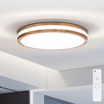 Brilagi - Ρυθμιζόμενο LED οροφής φωτιστικό MOLINA LED/48W/230V 3000-6500K δρυς διάμ. 38 εκ. + τηλεχειριστήριο
