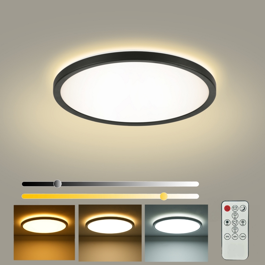 Brilagi - Ρυθμιζόμενο LED οροφής φωτιστικό ULTRA SLIM LED/18W/230V 2700-6500K διάμ. 30 εκ. μαύρο + τηλεχειριστήριο