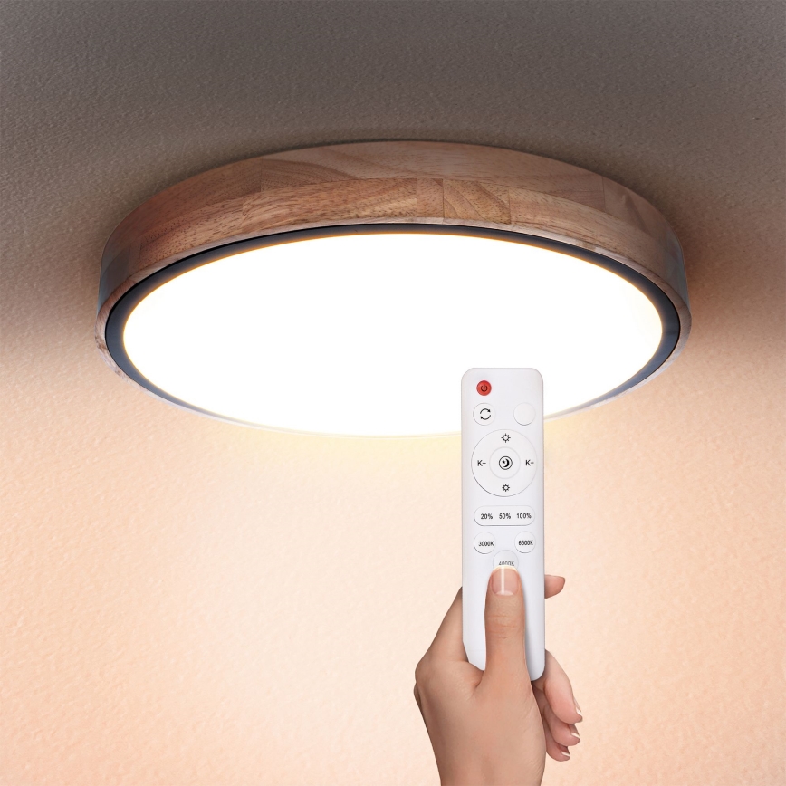 Brilagi - Ρυθμιζόμενο LED οροφής φωτιστικό GLORIA LED/48W/230V 3000-6500K δρυς διάμ. 40 εκ. + τηλεχειριστήριο