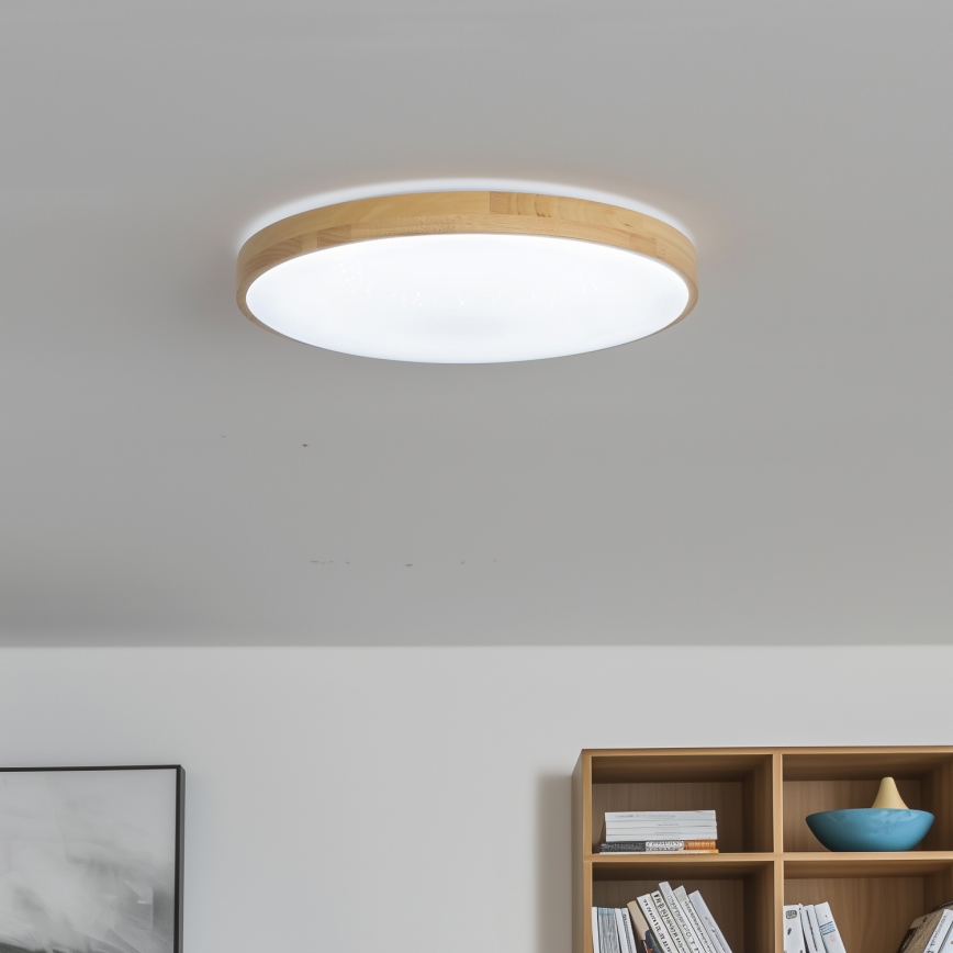 Brilagi - Ρυθμιζόμενο LED φωτιστικό οροφής MANAROLA LED/24W/230V διάμ. 42 cm 3000-6500K δρυς + τηλεχειριστήριο