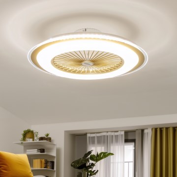 Brilagi - Ρυθμιζόμενο φωτιστικό LED με ανεμιστήρα RONDA LED/48W/230V 3000-6000K χρυσό + τηλεχειριστήριο