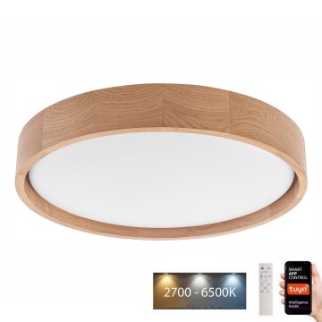 Brilagi - Ρυθμιζόμενο φωτιστικό οροφής LED MANAROLA SMART LED/24W/230V 2700-6500K δρυς διάμ. 41 εκ. Wi-Fi + τηλεχειριστήριο Tuya