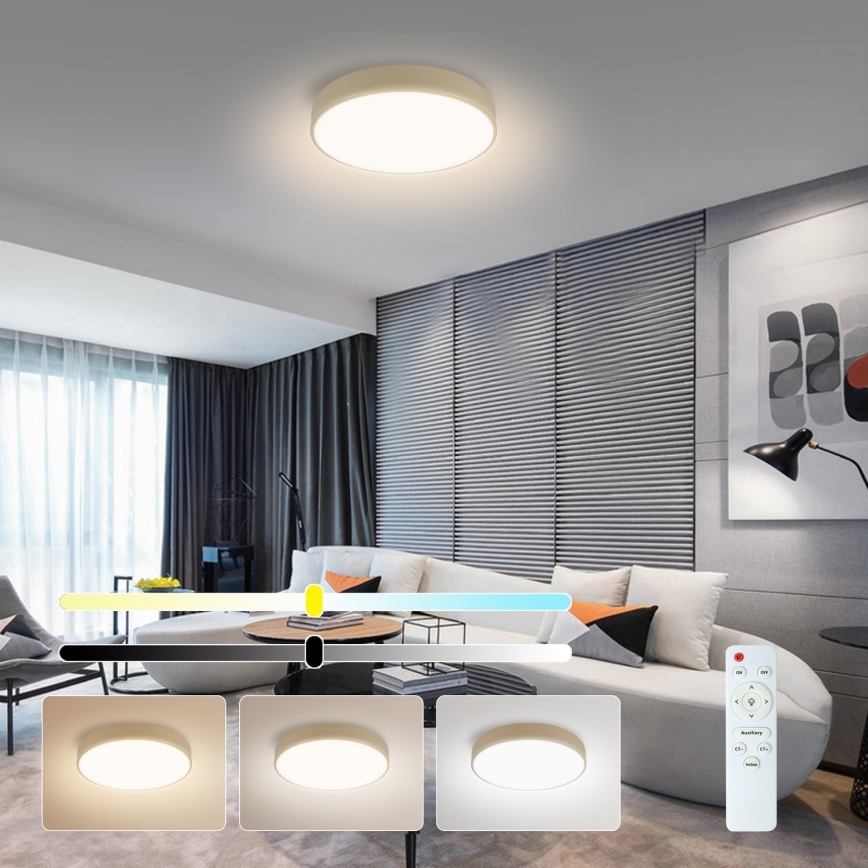 Brilagi - Ρυθμιζόμενο Φωτιστικό Οροφής LED POOL LED/36W/230V 3000-6000K διάμετρος 30 cm μπεζ + τηλεχειριστήριο