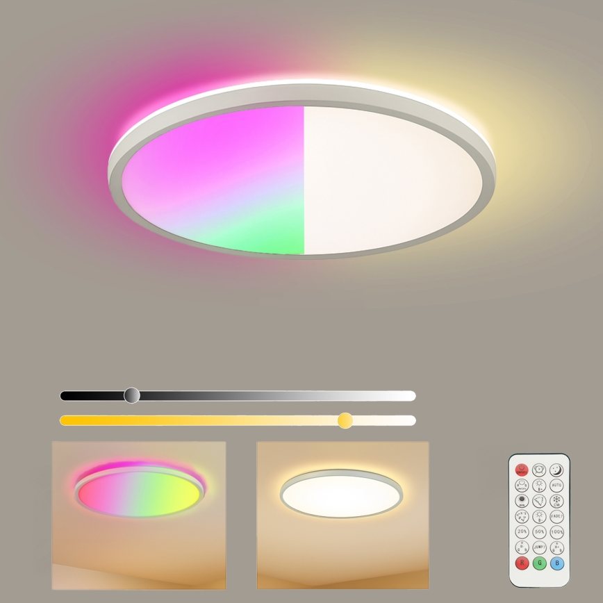 Brilagi - Ρυθμιζόμενο φωτιστικό οροφής LED RGBW ULTRA SLIM LED/18W/230V 2700-6500K διάμ. 30 εκ. λευκό + τηλεχειριστήριο