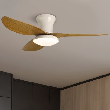 Brilagi - Ρυθμιζόμενος οροφής ανεμιστήρας LED/30W/230V 3000-6500K λευκό/καφέ + τηλεχειριστήριο
