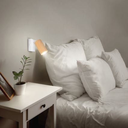 Brilagi - Σποτ τοίχου SELE 1xGU10/30W/230V λευκό/δρύινο ντεκόρ