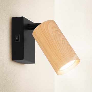 Brilagi - Σποτ τοίχου SELE 1xGU10/30W/230V μαύρο/δρύινο ντεκόρ