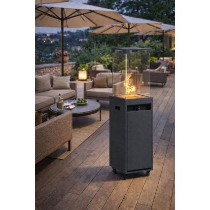 Brilagi - Υπαίθριο τζάκι αερίου FLARO GAS 142x36 cm 8kW 1xAAA ανθρακί + προστατευτικό κάλυμμα