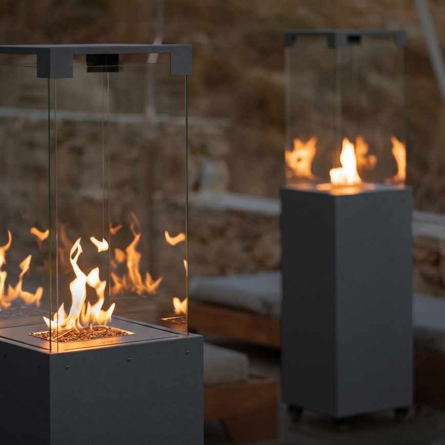 Brilagi - Υπαίθριο τζάκι αερίου FLARO GAS 142x36 cm 8kW 1xAAA ανθρακί + προστατευτικό κάλυμμα