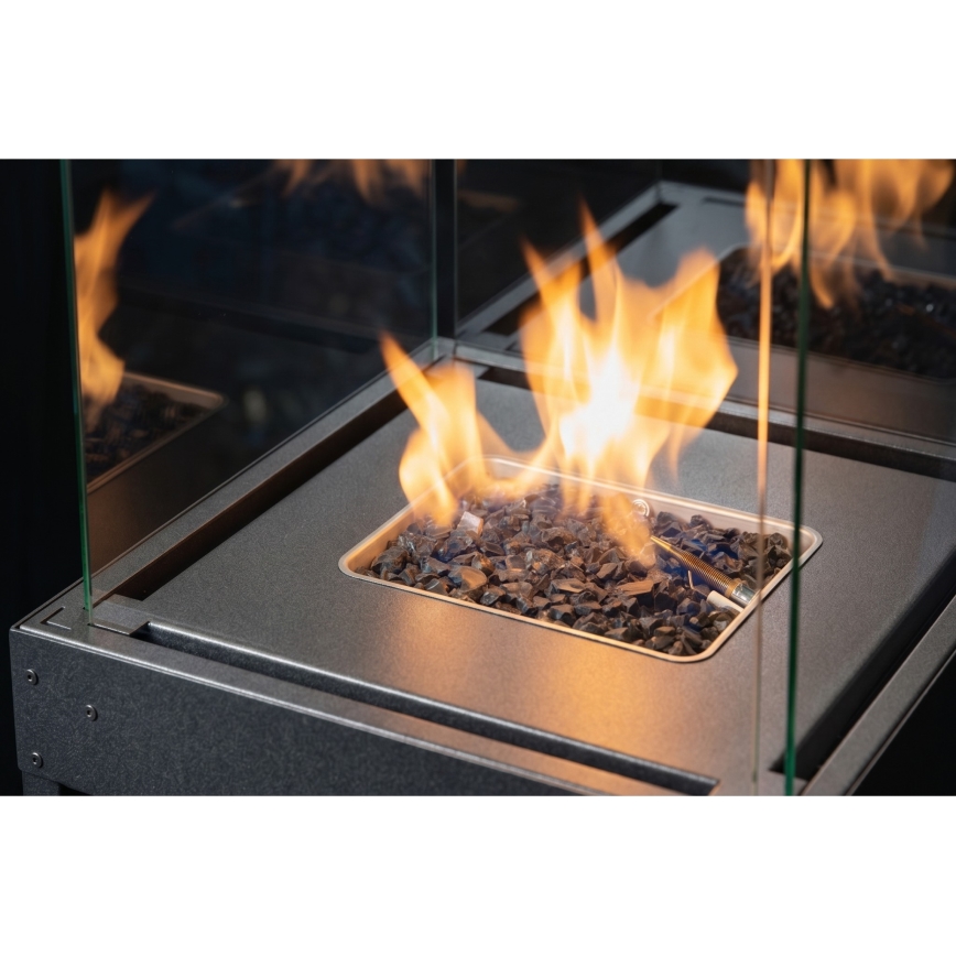 Brilagi - Υπαίθριο τζάκι αερίου FLARO GAS 142x36 cm 8kW 1xAAA ανθρακί + προστατευτικό κάλυμμα