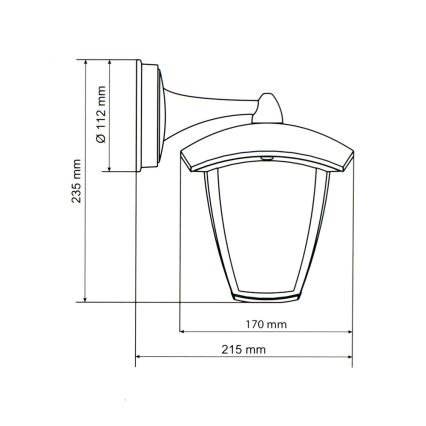 Brilagi - Φανάρι LED τοίχου LUNA 1xE27/60W/230V IP44