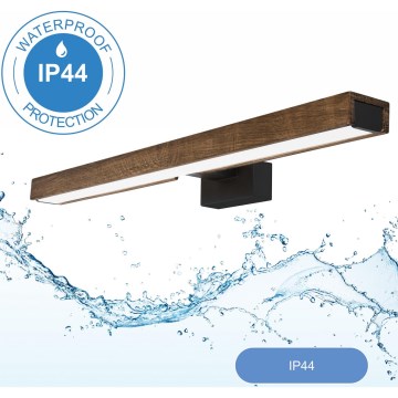 Brilagi - Φωτισμός καθρέφτη μπάνιου LED WOODY MIRROR LED/12W/230V 60 cm IP44 δρυς καρυδιά/μαύρο
