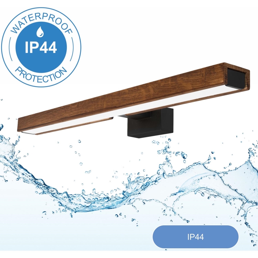 Brilagi - Φωτισμός καθρέφτη μπάνιου LED WOODY MIRROR LED/12W/230V 60 cm IP44 δρυς κερασιά/μαύρο