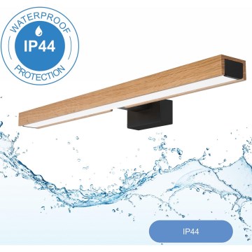 Brilagi - Φωτισμός καθρέφτη μπάνιου LED WOODY MIRROR LED/12W/230V 60 cm IP44 δρυς/μαύρο