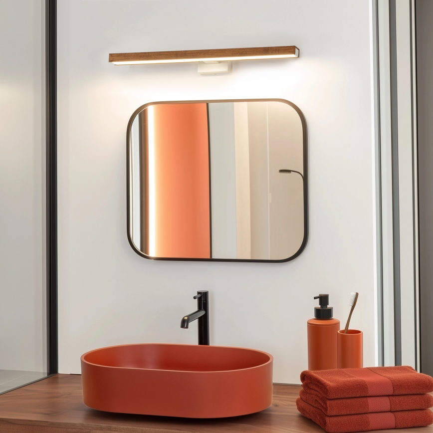 Brilagi - Φωτισμός καθρέφτη μπάνιου LED WOODY MIRROR LED/12W/230V 60 cm IP44 δρυς κερασιά/λευκό