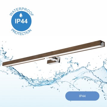Brilagi - Φωτισμός καθρέφτη μπάνιου LED WOODY MIRROR LED/15W/230V 90 cm IP44 δρυς καρυδιά/γυαλιστερό χρώμιο