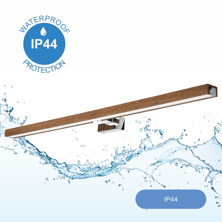Brilagi - Φωτισμός καθρέφτη μπάνιου LED WOODY MIRROR LED/15W/230V 90 cm IP44 δρυς κερασιά/γυαλιστερό χρώμιο