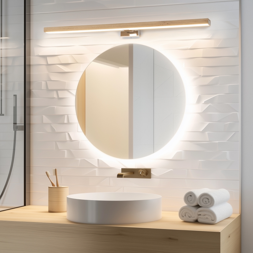 Brilagi - Φωτισμός καθρέφτη μπάνιου LED WOODY MIRROR LED/15W/230V 90 cm IP44 δρυς/λευκό