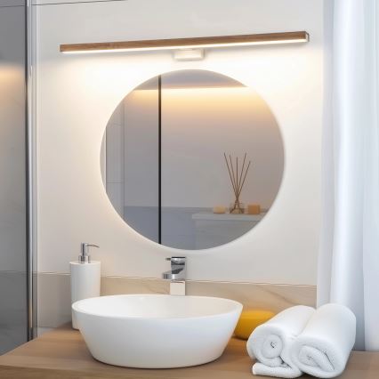 Brilagi - Φωτισμός καθρέφτη μπάνιου LED WOODY MIRROR LED/15W/230V 90 cm IP44 δρυς κερασιά/λευκό