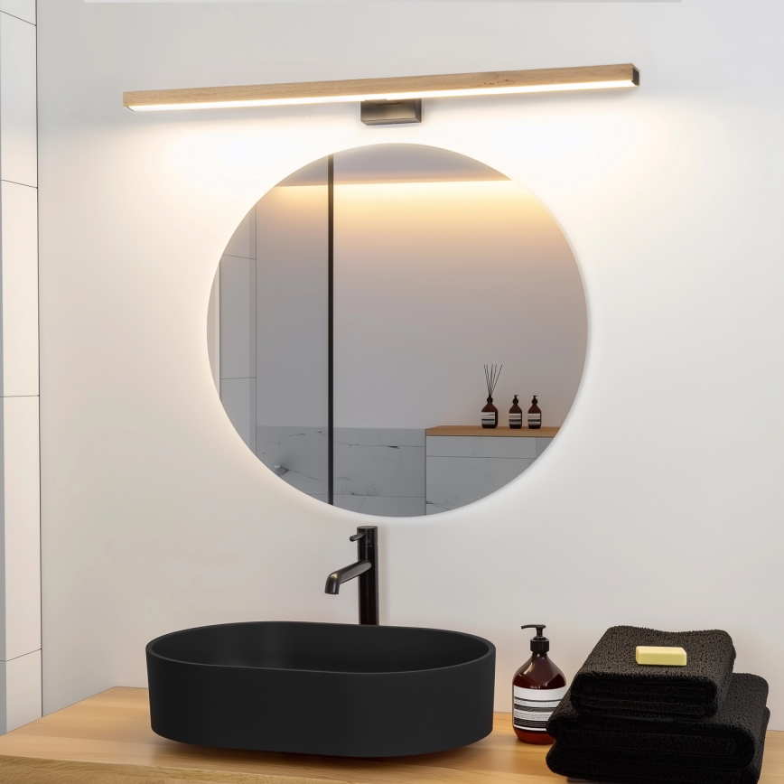 Brilagi - Φωτισμός καθρέφτη μπάνιου LED WOODY MIRROR LED/15W/230V 90 cm IP44 δρυς/μαύρο