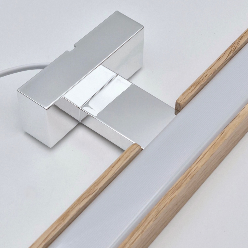 Brilagi - Φωτισμός καθρέφτη μπάνιου LED WOODY MIRROR LED/15W/230V 90 cm IP44 δρυς/γυαλιστερό χρώμιο