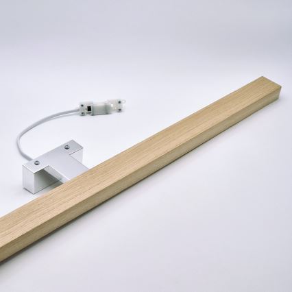 Brilagi - Φωτισμός καθρέφτη μπάνιου LED WOODY MIRROR LED/15W/230V 90 cm IP44 δρυς/γυαλιστερό χρώμιο