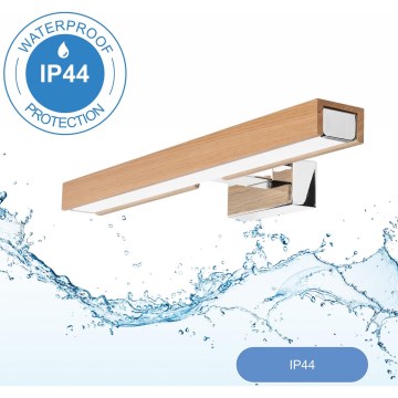 Brilagi - Φωτισμός καθρέφτη μπάνιου LED WOODY MIRROR LED/8W/230V 40 cm IP44 δρυς/γυαλιστερό χρώμιο