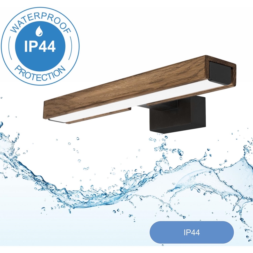 Brilagi - Φωτισμός καθρέφτη μπάνιου LED WOODY MIRROR LED/8W/230V 40 cm IP44 δρυς καρυδιά/μαύρο