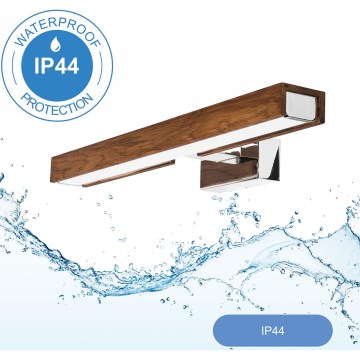 Brilagi - Φωτισμός καθρέφτη μπάνιου LED WOODY MIRROR LED/8W/230V 40 cm IP44 δρυς κερασιά/γυαλιστερό χρώμιο