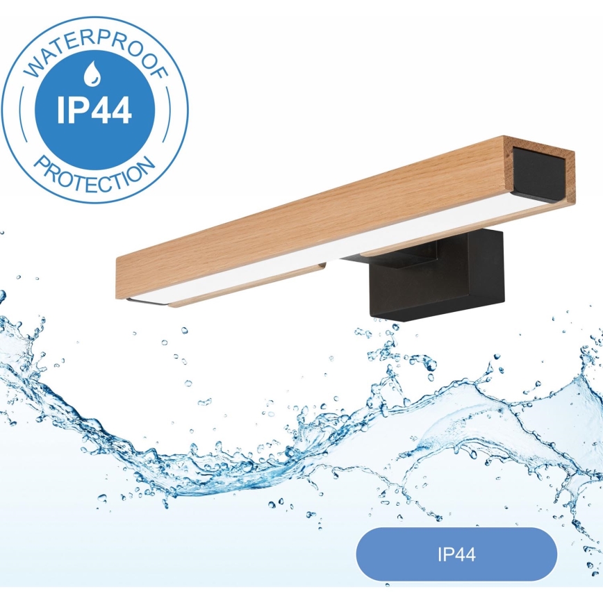 Brilagi - Φωτισμός καθρέφτη μπάνιου LED WOODY MIRROR LED/8W/230V 40 cm IP44 δρυς/μαύρο