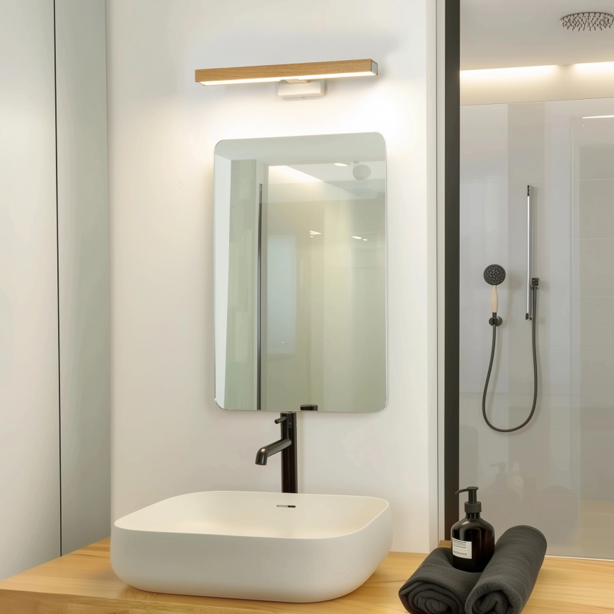 Brilagi - Φωτισμός καθρέφτη μπάνιου LED WOODY MIRROR LED/8W/230V 40 cm IP44 δρυς/λευκό