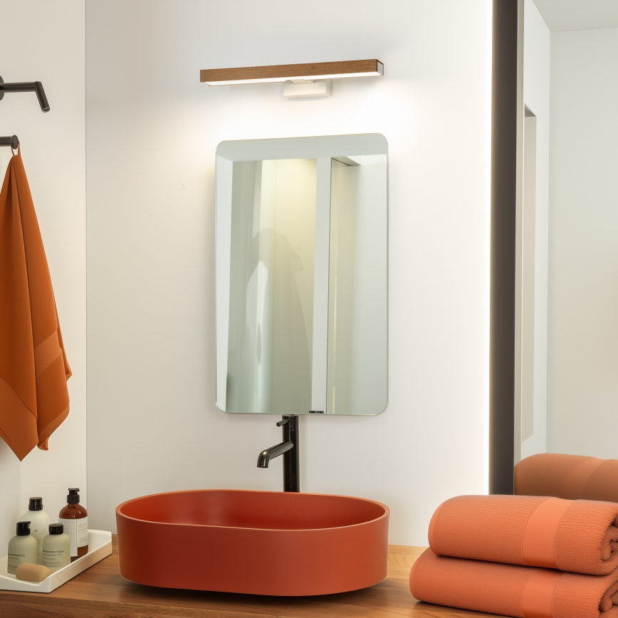 Brilagi - Φωτισμός καθρέφτη μπάνιου LED WOODY MIRROR LED/8W/230V 40 cm IP44 δρυς κερασιά/λευκό