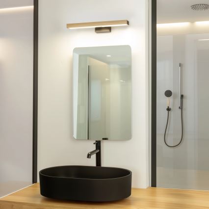 Brilagi - Φωτισμός καθρέφτη μπάνιου LED WOODY MIRROR LED/8W/230V 40 cm IP44 δρυς/μαύρο