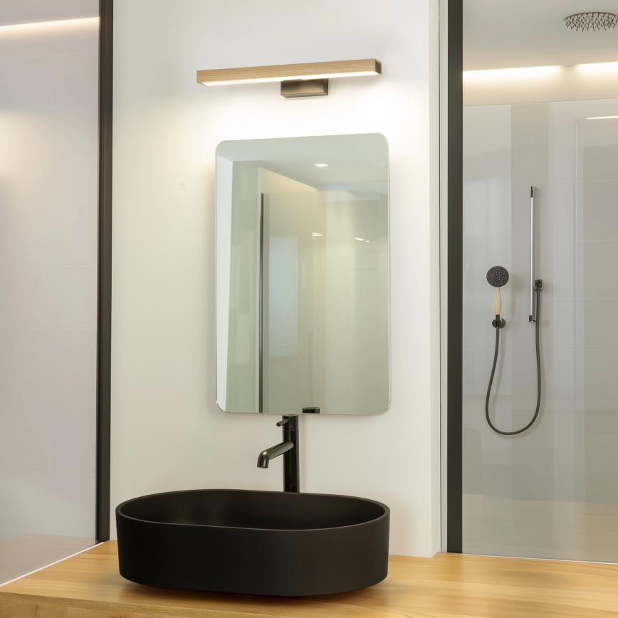 Brilagi - Φωτισμός καθρέφτη μπάνιου LED WOODY MIRROR LED/8W/230V 40 cm IP44 δρυς/μαύρο